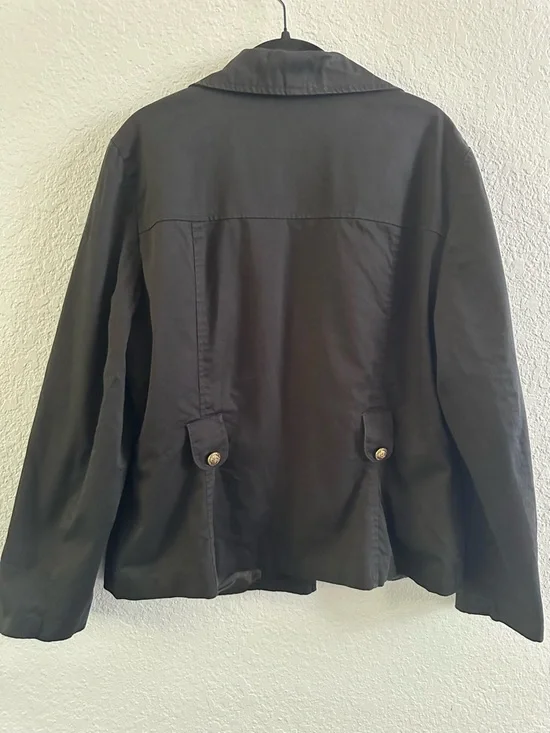 Sandro Paris Black Blazer Jacket Gold Button Cropped Tailored Women’s L - Picture 7 of 11